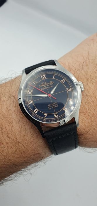 Atlantic Worldmaster Incabloc Automatic - 39 mm - szafir, skóra Swiss