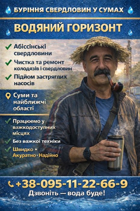 Буріння чищення ремонт свердловин криниць Полтава і область