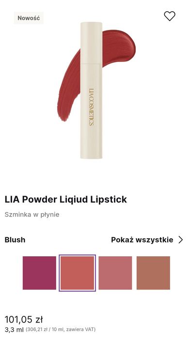 Lia Cosmetics Oryginalna pomadka do ust w płynie olej jojoba blush