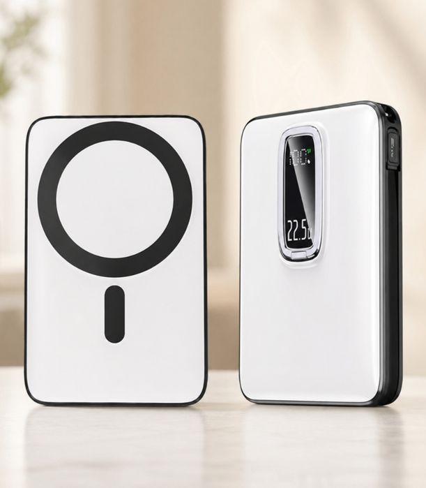 Магнитний Power Bank MP102 10000mAh с быстрой зарядкой 22.5W Зарядний пристрій з беспроводним MagSafe, встроенным кабелем и подставкой  4в1  Зарядне