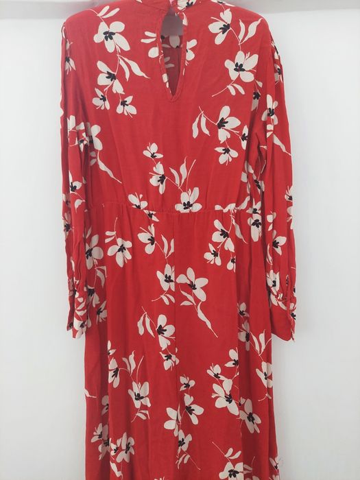 Sukienka Next mocna czerwień w kwiaty