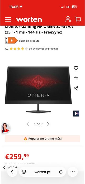 Monitor Gaming HP OMEN
