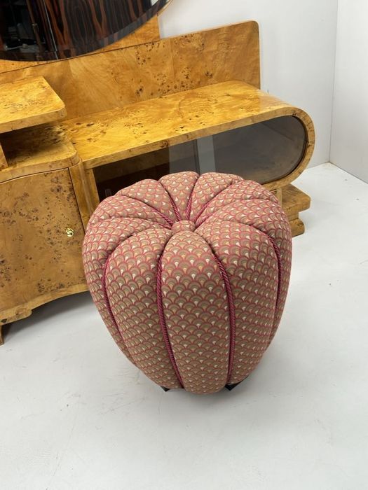 Stara toaletka Art Dèco z dużym okrągłym lustrem