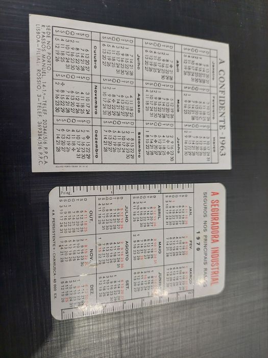 calendarios  antigos seguros anos 60 e outros