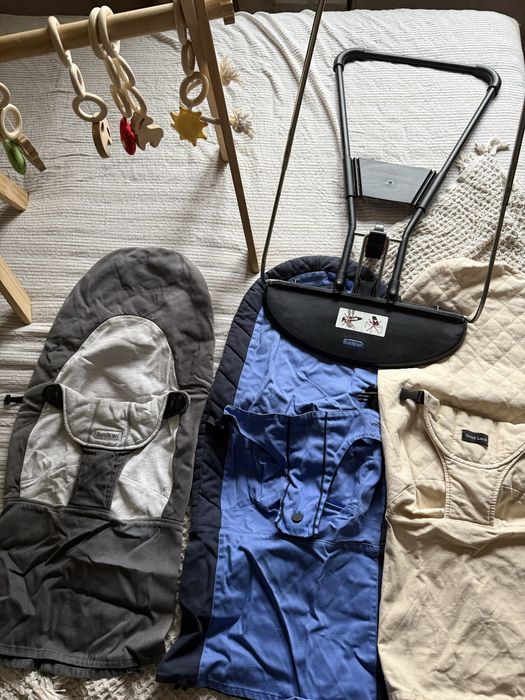 Bujaczek BabyBjörn + 3 poszycia + Baby Gym