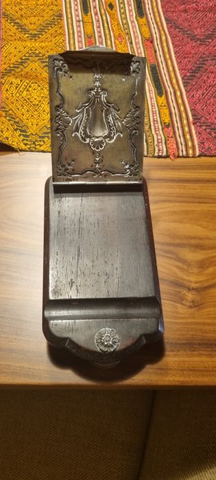 Porta cartões de visita madeira e prata