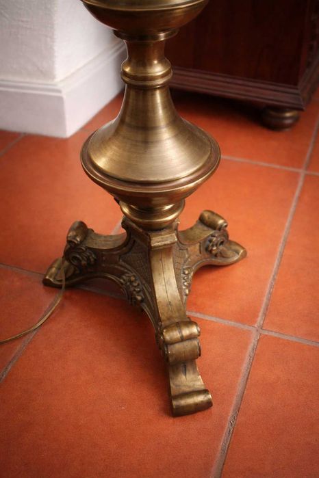 Antigo candeeiro de pé / chão em bronze cinzelado - Anos 30