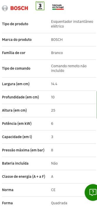 Esquentador elétrico instantâneo