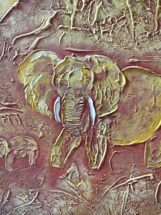 Tela  com motivos africanos 73 cm x 63