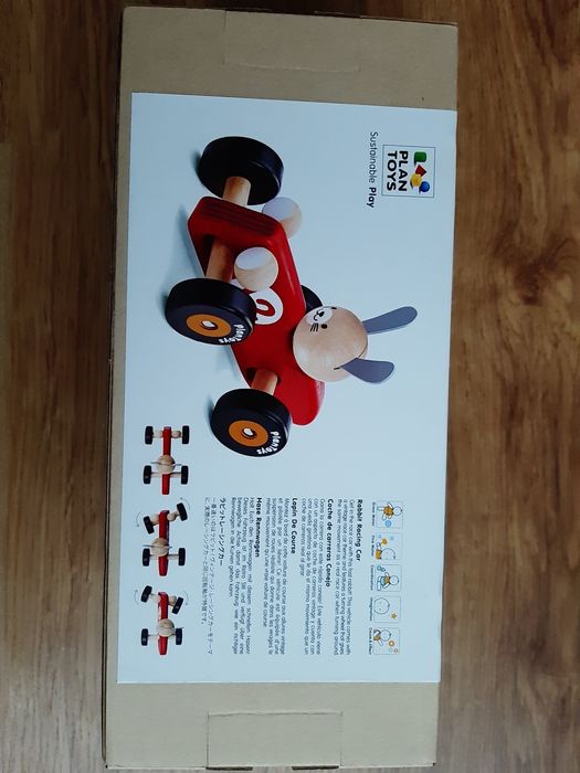 Plan Toys - carro de corrida coelho madeira (novo)