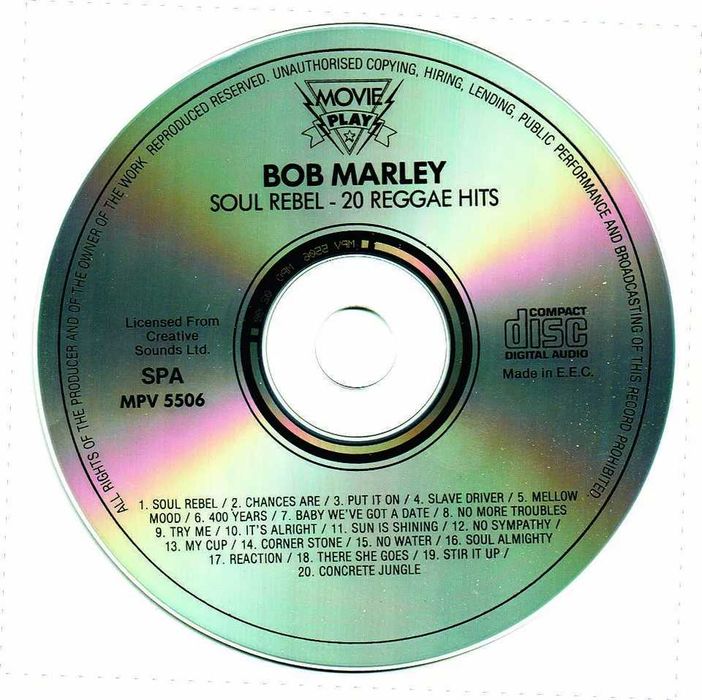 BOB MARLEY - Soul Rebel - 20 Reggae Hits CD 1989 20 Tracks