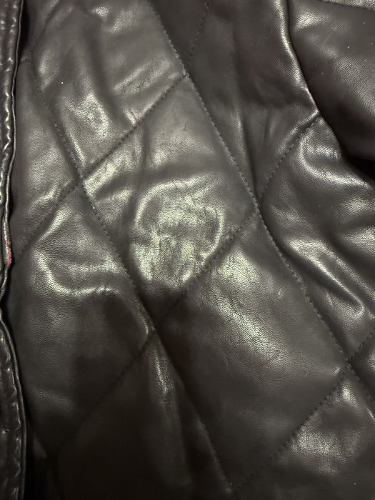 Пальто пуховик кожа