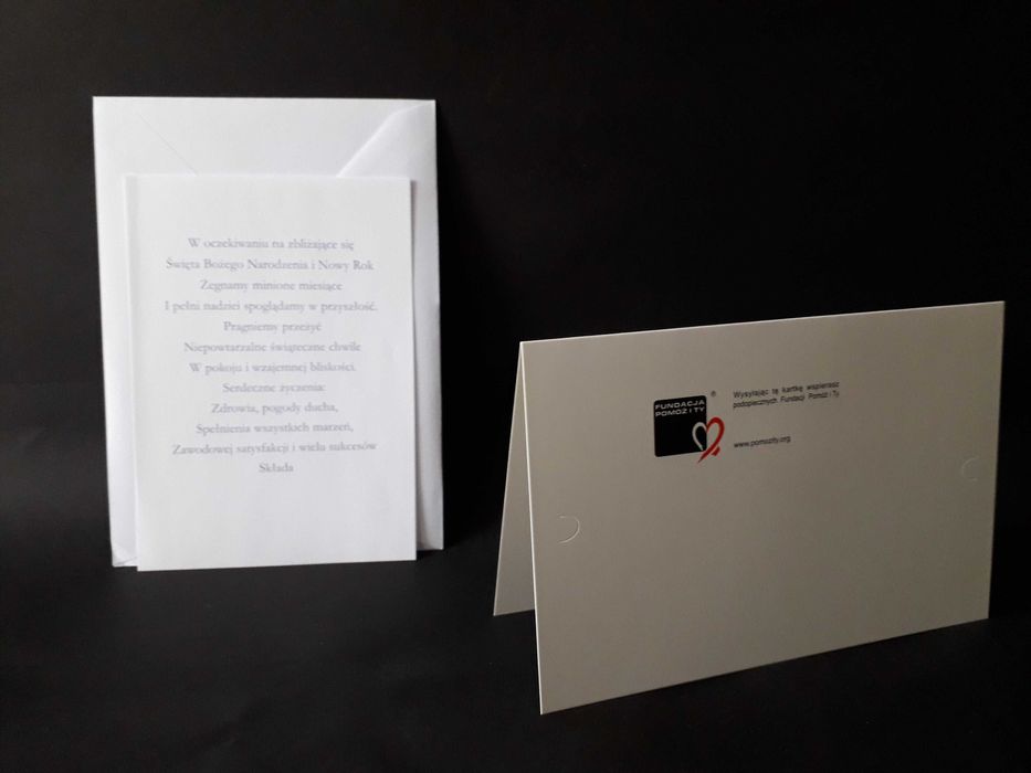 Kartka świąteczna z życzeniami i kopertą nowa.