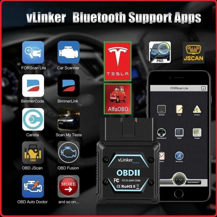 Сканер VGate vLinker MC+ ( и FS - MS ) Bt5 под iPhone-Ios Android Windows OBD2