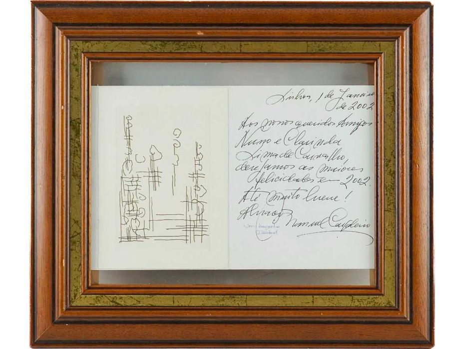 Gravura original com grande dedicatória de Manuel Cargaleiro