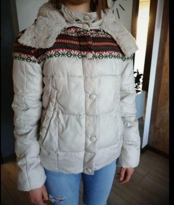 Kurtka zimowa XS kremowa