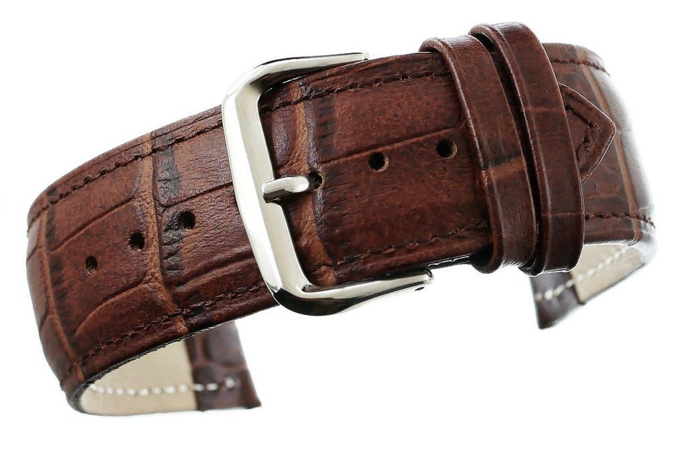 pasek do zegarka - skóra 24 mm 24k8 ciemno brązowy