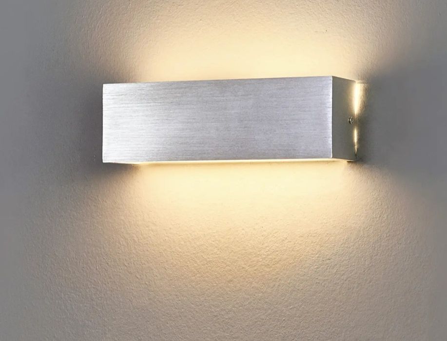 Nowa lampa kinkiet ścienna ścienny prostokąt nowoczesna srebrna