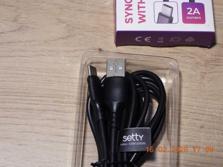 Setty KABEL USB - USB-C 3m  2A czarny NOWY