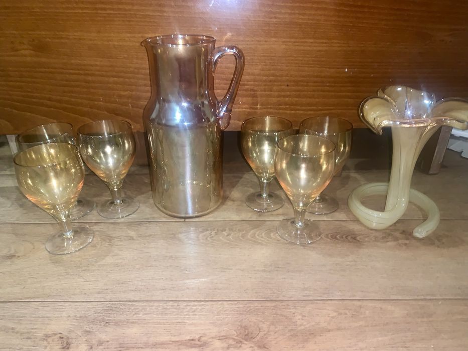 Кувшин  бокалы  подсвечник винтаж
