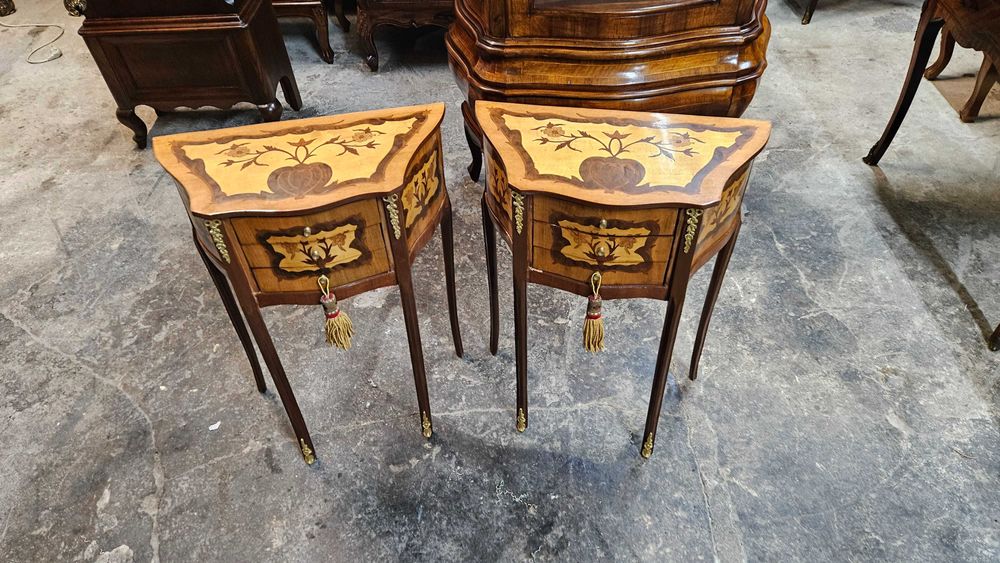 Piękna Szafka Komplet Intarsja Ciekawa forma Aukcja 2 szt .