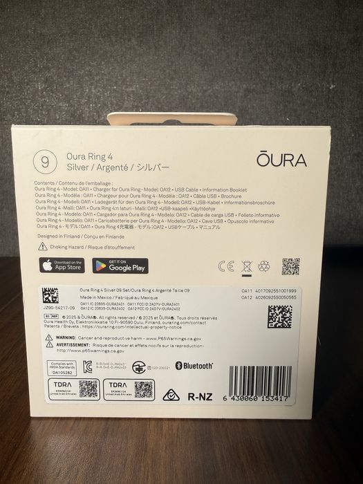 Смарт-кільце Oura Ring 4 Silver / Gold / Ceramic Midnight Size 9-10