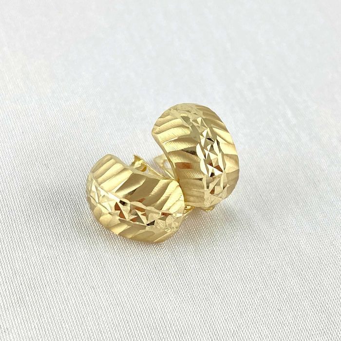 Efektowne ZŁOTE kolczyki DIAMENTOWANE zdobienie PRÓBA 585 (14K)