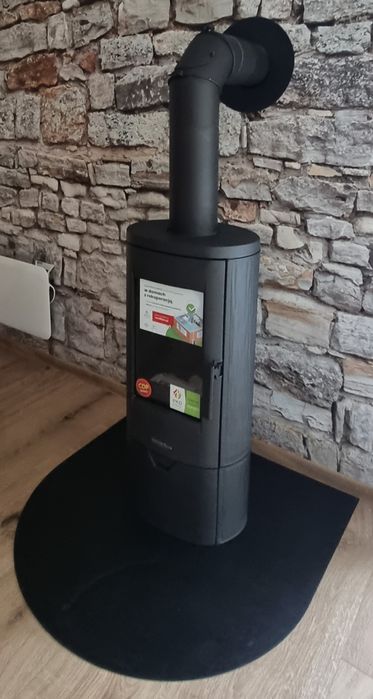 Piec kominkowy KOZA na drewno + rura + płyta + szyba – stan bdb