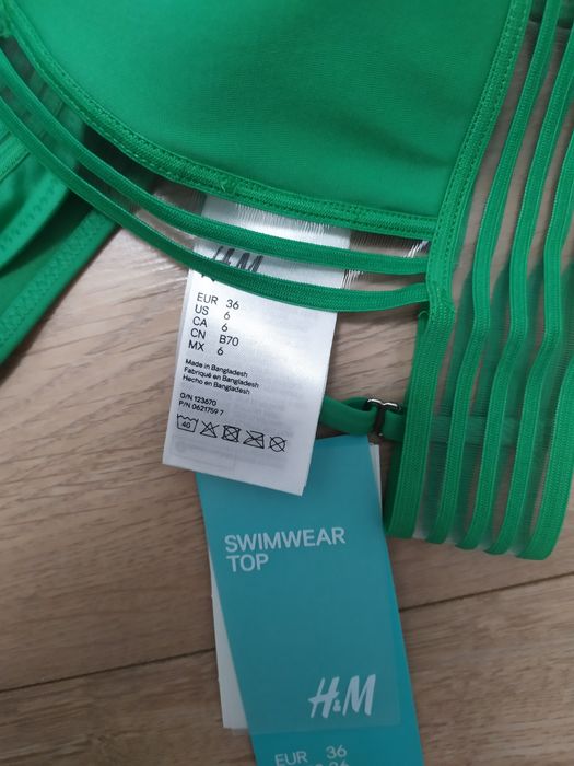 Piękny zielony nowy strój bikini, H&M, roz. 36, S