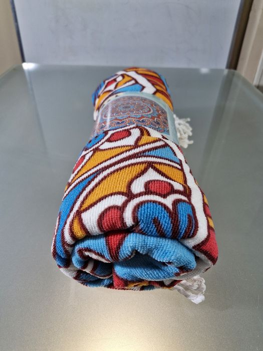 Duży Ręcznik Plażowy Koc Okrągły 150 cm Mikrofibra