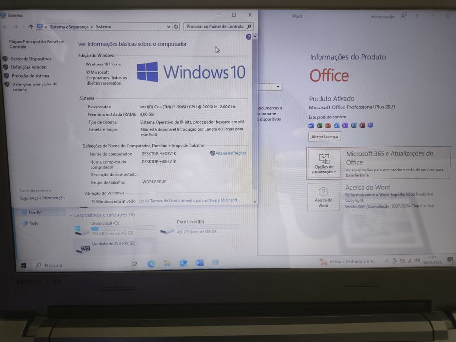 Portátil Lenovo i3 Ideapad 100-15ibd, 1h:30 autonomia,excelente estado