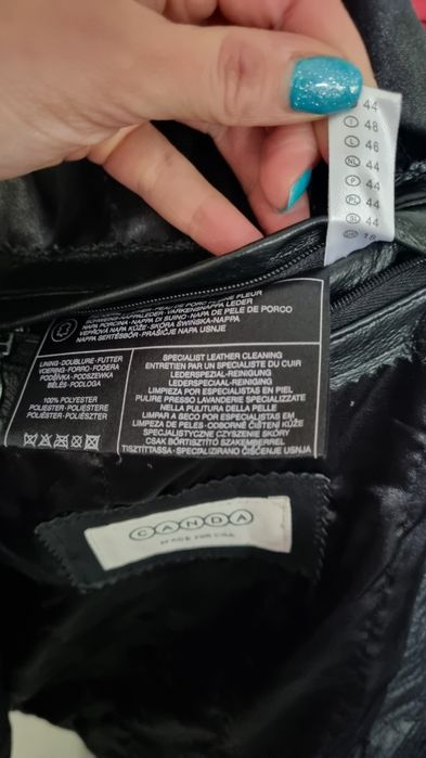 Czarna kurtka płaszczyk damska budrysówka skórzana Canda 2xl 44 xxl