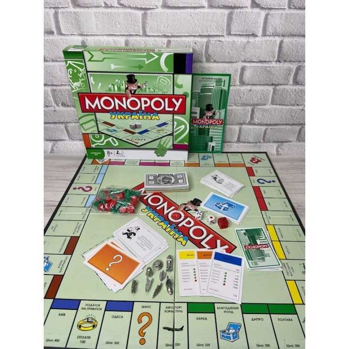 Игра настольная монополия Украина зеленая металлические фишки 6123 UA