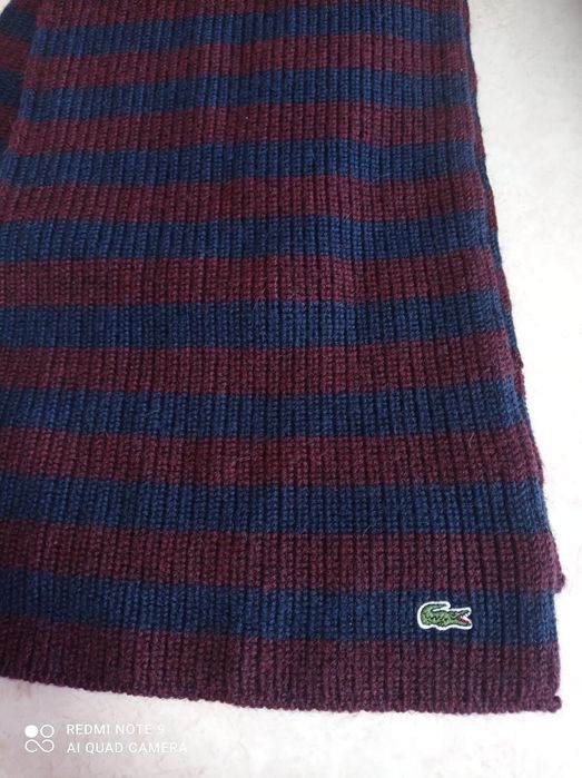 Nowy szal szalik męski Lacoste wełniany wełna