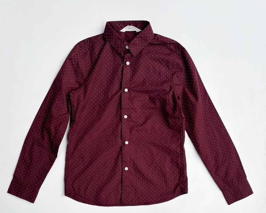 Koszula H&M 140 cm 9 10 lat Bordowa Kropki Groszki Bordo