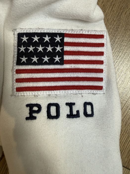 Bluza Polo Ralph Lauren USA Quarter-Zip White Red Collar Oryginał S