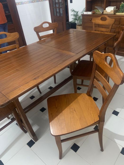 Mesa de cozinha Pinho Mel 180x90 c/ cadeiras