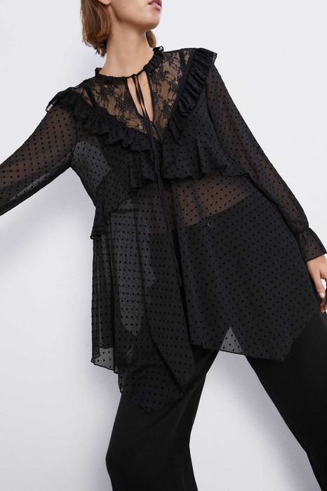 Blusa / Túnica preta assimétrica plumeti da Zara T: M Nova c/etiqueta