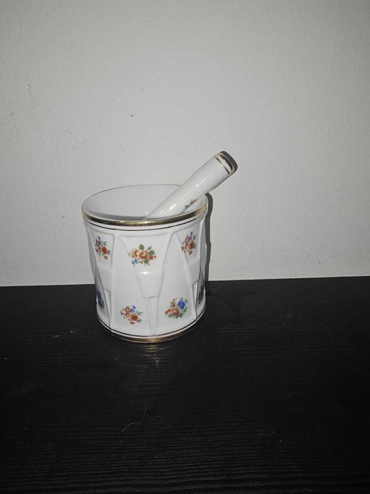 Almofariz e Pilão Vista Alegre – Porcelana Pintada à Mão