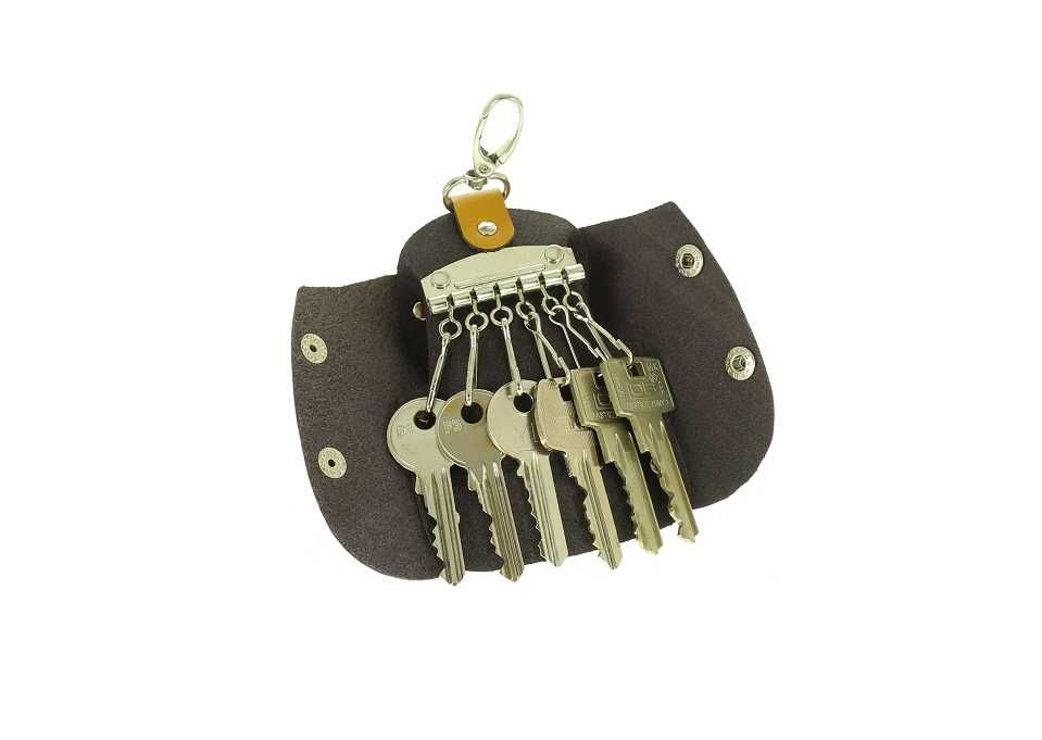 Skórzane etui na klucze pojemne małe czarne ludzik skóra 100% kolory