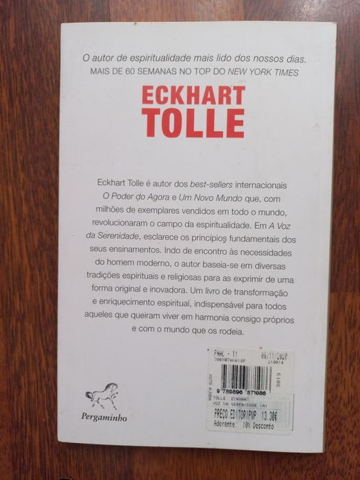 Vendo livro de Eckart Tolle: o livro da serenidade