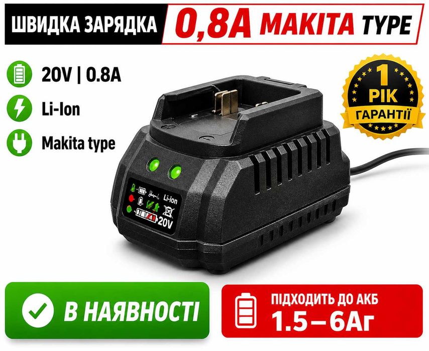 Зарядное устройство Procraft 20В для Li-Ion аккумуляторов Makita тип совместимо с Grand Eltos Stromo быстрая зарядка