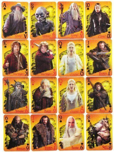 Cartas de jogar com ilustrações 3D Hobbit (novo)