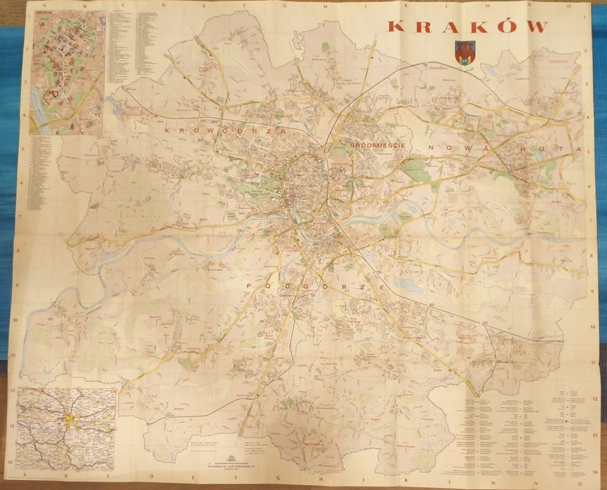 KRAKÓW Plan Miasta z 1981 roku - Oryginalna Mapa PRL - Antyk