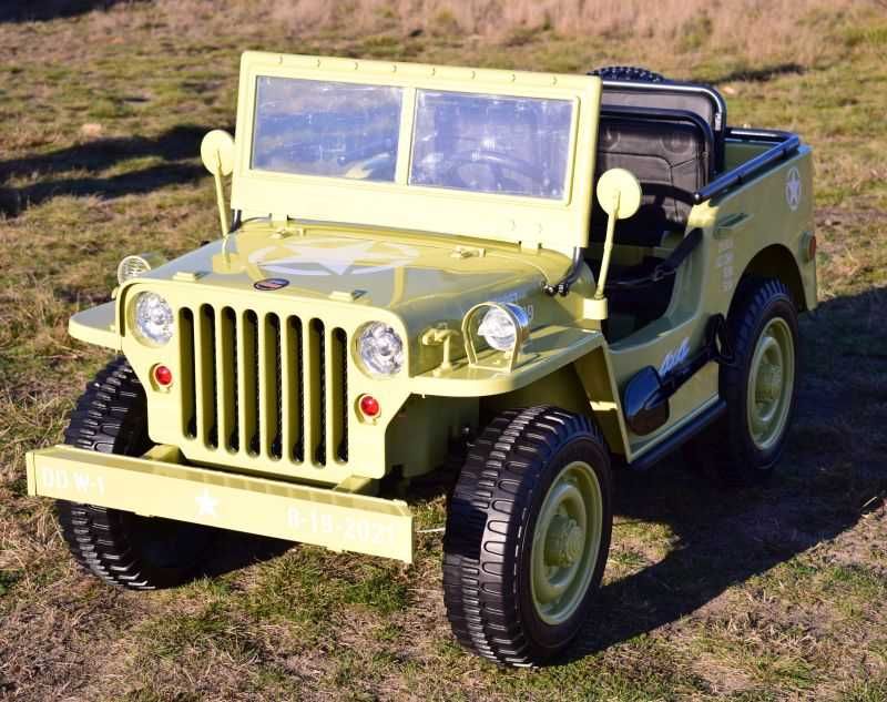 BAWIBUS.PL Auto samochód na akumulator JEEP WOJSKOWY retro 4x4 buggy