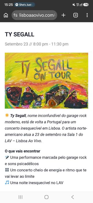 Bilhetes Ty Segall (LAV 23/09)