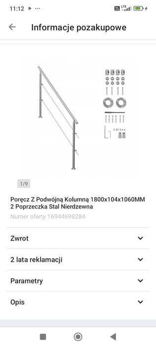 Barierka poręcz na schody metalowa