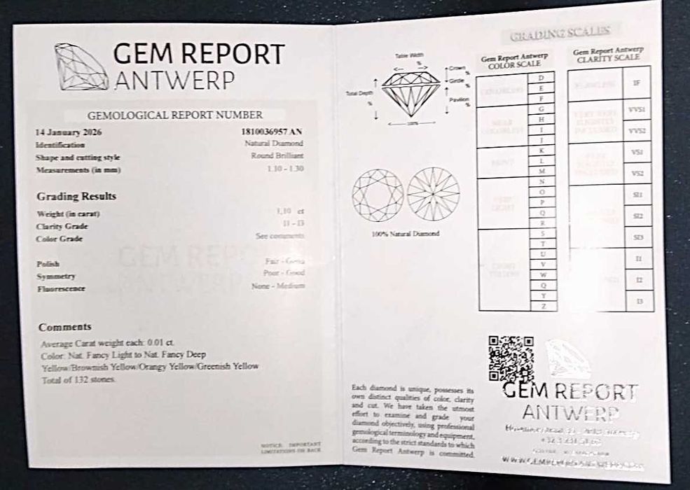 132 Diamantes Naturais, Certificados e Selados, Preço fixo. Portes Grátis com seguro