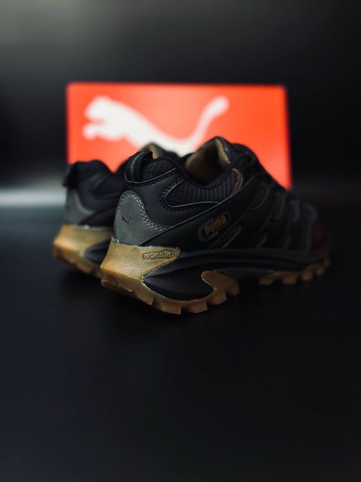 Мужские термо кроссовки пума черные кожаные красовки puma black