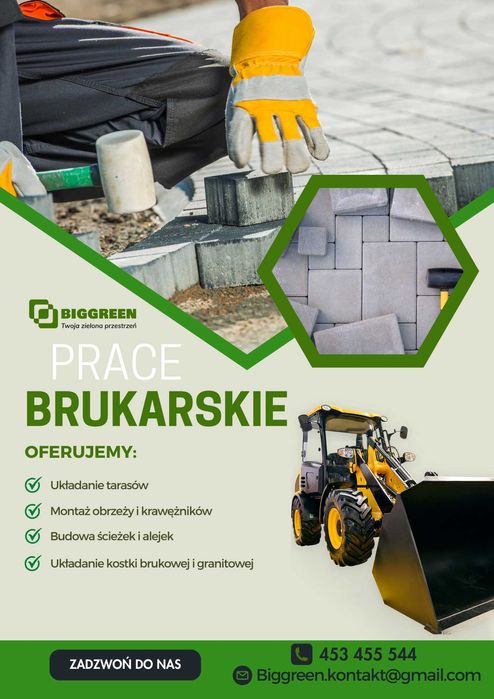 Od 250zł/m2 brutto Usługi brukarskie/obrzeża/podjazdy z kostki